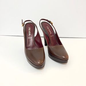 SOLD- Prada Leather Platform Sling Back Pump